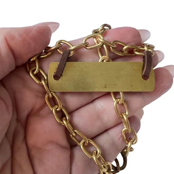 Brass Chain Link Nameplate Necklace - Picture 8 of 8